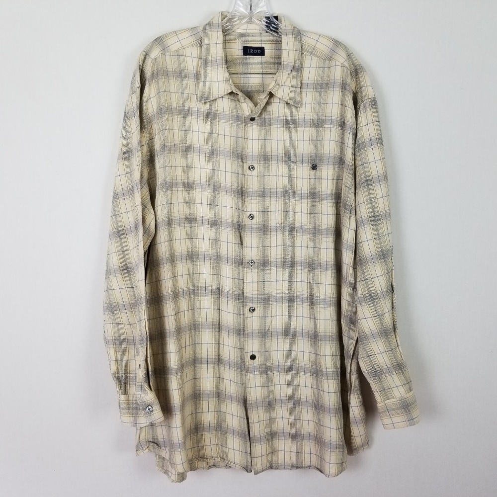 IZOD long sleeved flannel plaid‎ Mens Shirt size XL